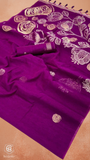 Purple & Gold Sliver Rose Tussar Silk Saree