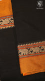Black & Gold  Elephant Border Handloom Narayanpet Cotton Saree