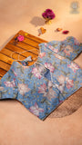Sky Blue Floral Embroidered Organza Blouse