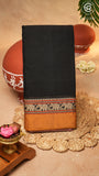 Black & Gold  Elephant Border Handloom Narayanpet Cotton Saree