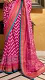 Pink Leheriya Patola Contemporary Banarasi Crepe Silk Saree ERA04PNK