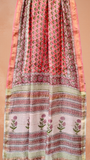 Peach Floral Handblocked Pure Maheshwari Cotton Sarees