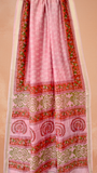 Pink and Red Floral Handblocked Pure Maheshwari Cotton Sarees