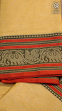 Yellow & Red Elephant Peacock Handloom Narayanpet Cotton Saree