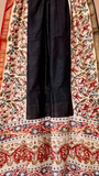 Black and Beige Floral Handblocked Pure Maheshwari Cotton Sarees