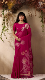 Pink & Gold Sliver Rose Tussar Silk Saree