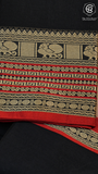 Black & Red Elephant Peacock Handloom Narayanpet Cotton Saree