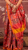 Red Elephant Patola Crepe Banarasi