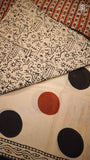 Beige Contemporary Polka Handblocked Pure Mul Cotton Saree
