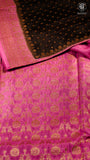 Black & Bright Pink Pure Crepe Chiffon Banarasi Silk Saree