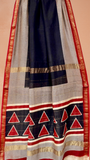Black and White Geometric Handblocked Pure Maheshwari Cotton Sarees