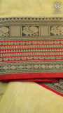 Yellow & Red Elephant Peacock Handloom Narayanpet Cotton Saree