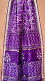Purple Contemporary Handblocked Pure Maheshwari Cotton Sarees