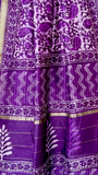 Purple Contemporary Handblocked Pure Maheshwari Cotton Sarees