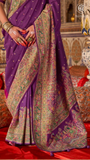 Purple & Green Festive Crepe Banarasi Saree