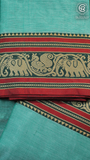 Green & Red Elephant Peacock Handloom Narayanpet Cotton Saree