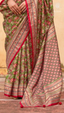 Green & Red Floral Festive Crepe Banarasi Saree