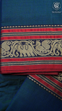 Blue & Red Elephant Peacock Handloom Narayanpet Cotton Saree