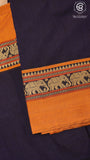 Violet & Yellow Elephant Border Handloom Narayanpet Cotton Saree