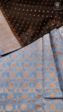 Black & Sky Blue Pure Crepe Chiffon Banarasi Silk Saree