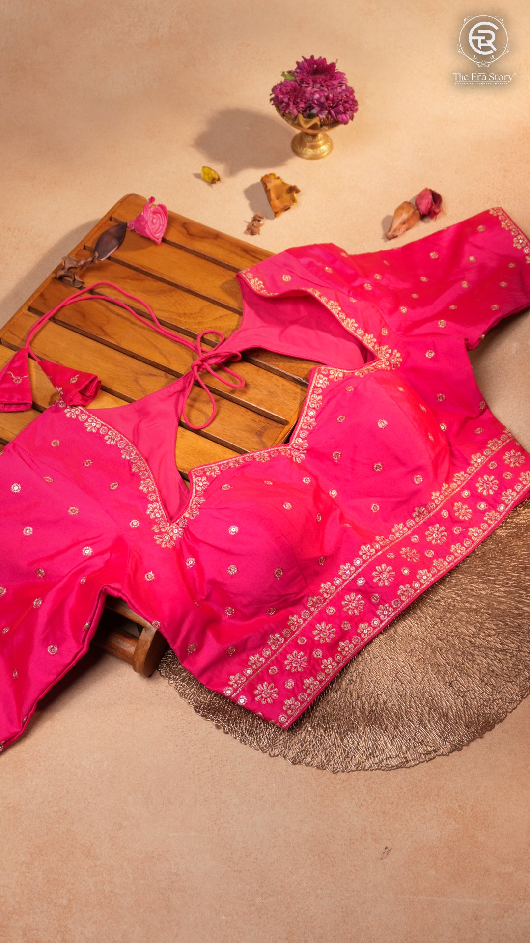 Rani Pink Embroidered Silk Blouse