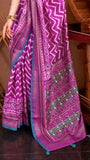 Purple Leheriya Patola Contemporary Banarasi Crepe Silk Saree ERA04MGT