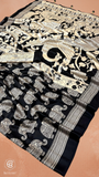 Black & Beige Elephant Satin Modal Silk Saree