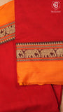 Red & Yellow Elephant Border Handloom Narayanpet Cotton Saree