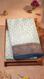 Sky Blue & Deep Teal Pure Crepe Chiffon Banarasi Silk Saree