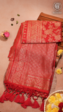 Red Khadi Georgette Banarasi Saree
