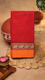 Red & Yellow Elephant Border Handloom Narayanpet Cotton Saree