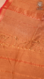 Khaki Brown and Red Handloom Pure Maheshwari Silk Saree