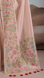 Pink Floral Patterned Pure Zari Tissue Silk Saree