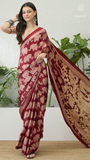 Pink & Beige Elephant Satin Modal Silk Saree