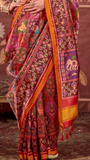 Red & Purple Elephant Patola Crepe Banarasi