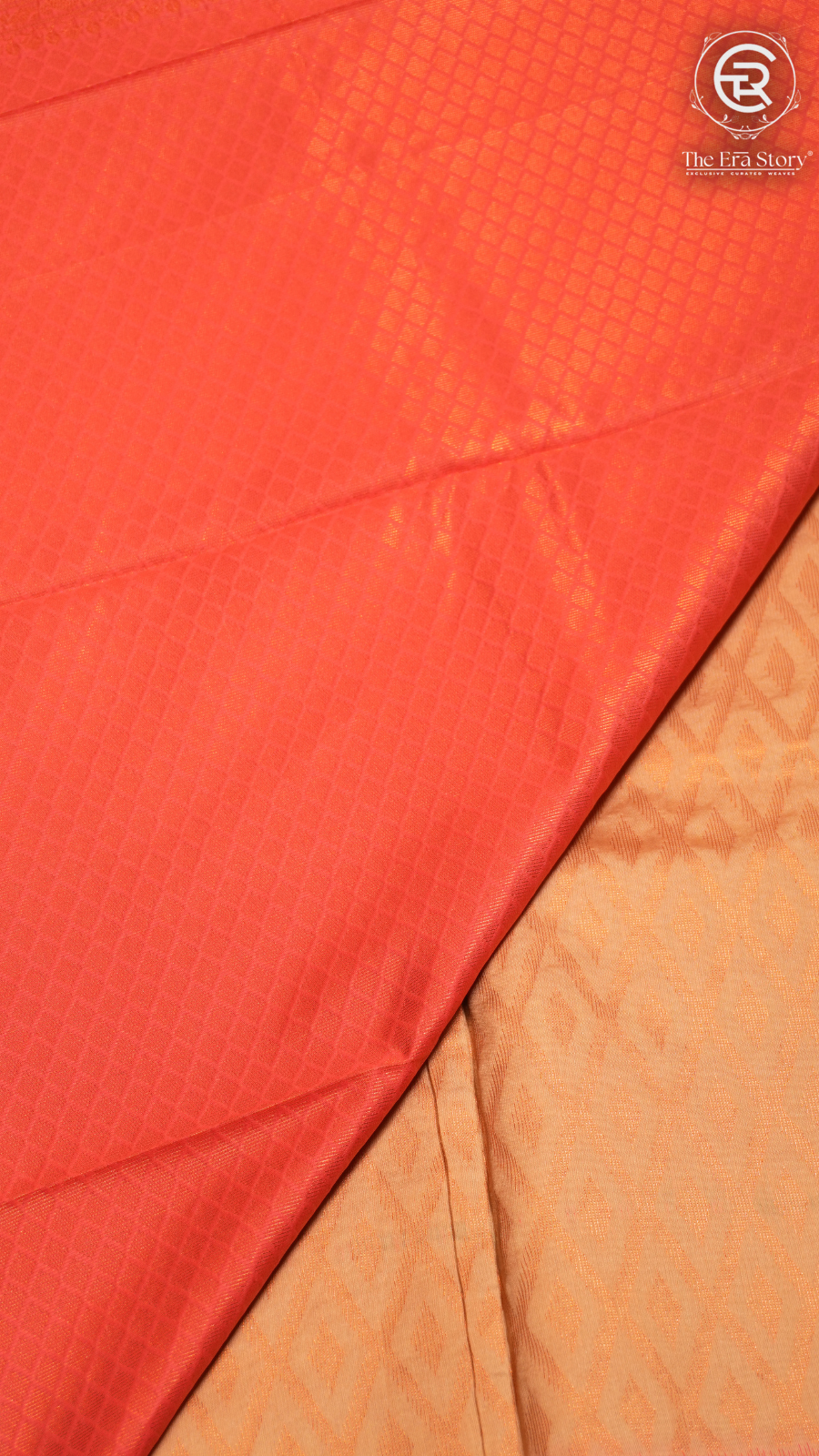 Beige and Pink Diamond Patterned Banarasi Silk Saree