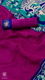 Purple & Blue Floral Kalamkari Soft Cotton Saree