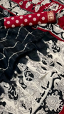 Black & Red Floral Kalamkari Soft Cotton Saree