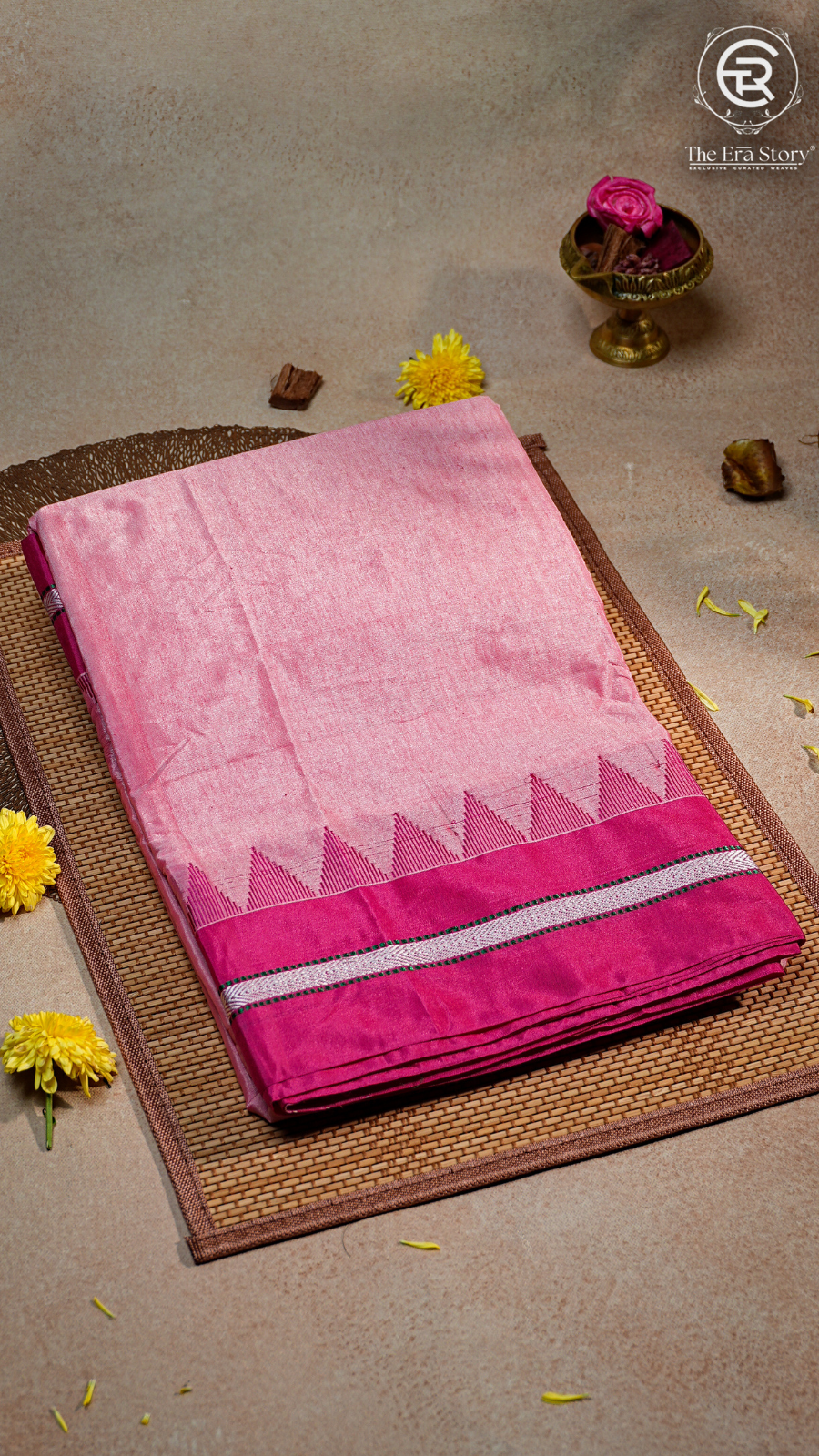 Pink & Silver  Handloom Narayanpet Silk Cotton Saree