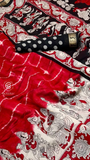 Red & Black Floral Kalamkari Soft Cotton Saree
