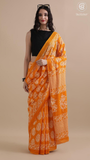 Orange Tree Contemporary Handblocked Pure Mul Cotton Saree