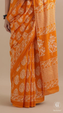 Orange Tree Contemporary Handblocked Pure Mul Cotton Saree