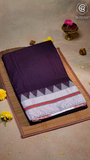 Burgundy Lavender & Red Handloom Narayanpet Silk Cotton Saree