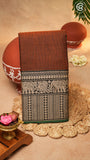 Maroon Elephant & Peacock Border Handloom Narayanpet Cotton Saree