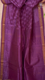 Purple Sunflower Handblocked Pure Maheshwari Cotton Saree