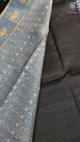 Black & Blue Floral Kantha Matka Tussar Silk Saree