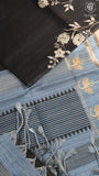 Black & Blue Floral Kantha Matka Tussar Silk Saree