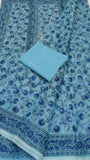 Blue Floral Kota Doria Summer Cotton Saree
