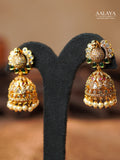 Aalaya Emerald Radiance Kundan Jhumka Earrings