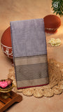 Lavender Temple Checked Border Handloom Narayanpet Cotton Saree